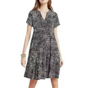 Anthropologie Maeve Sacha Black & White Dot Print Tiered Mini Babydoll Dress - S